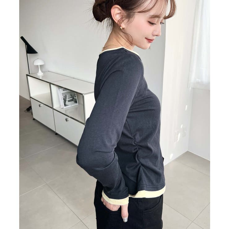 配色レイヤードライクセンタースリットシアープルオーバー | moment+ | 詳細画像20 