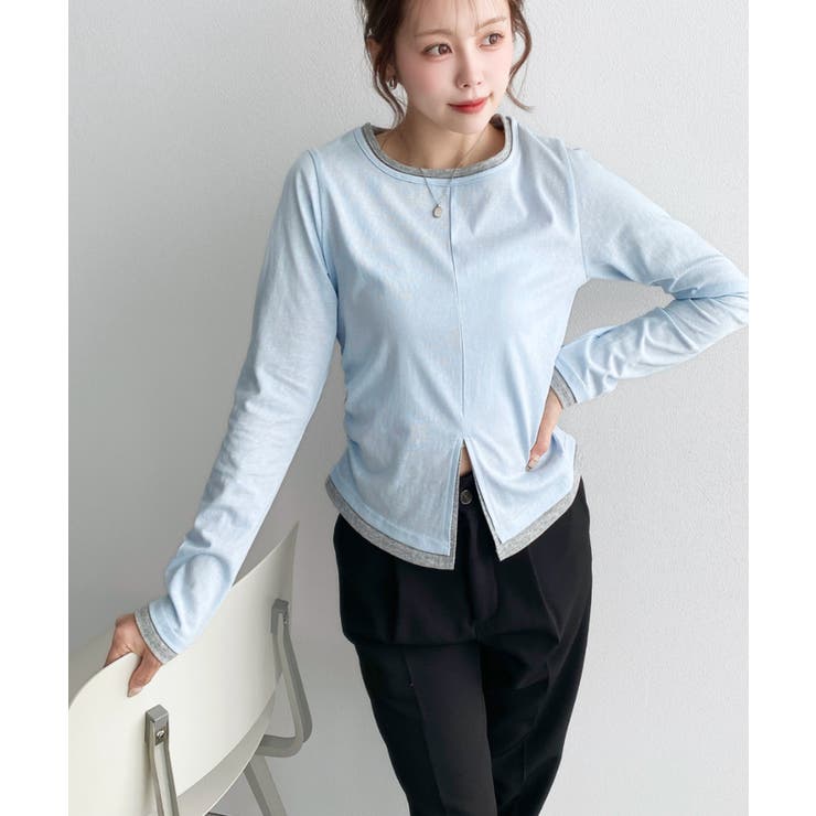 配色レイヤードライクセンタースリットシアープルオーバー | moment+ | 詳細画像25 