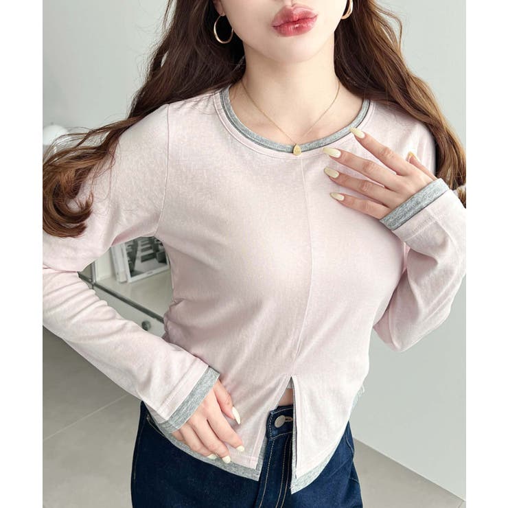 配色レイヤードライクセンタースリットシアープルオーバー | moment+ | 詳細画像26 