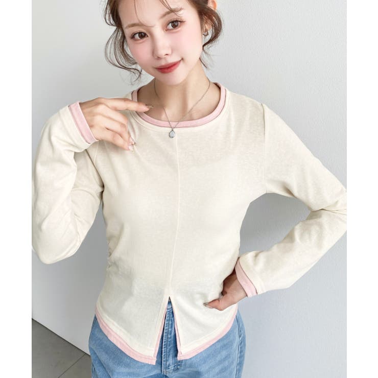 配色レイヤードライクセンタースリットシアープルオーバー | moment+ | 詳細画像3 