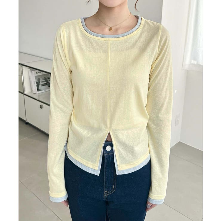 配色レイヤードライクセンタースリットシアープルオーバー | moment+ | 詳細画像35 