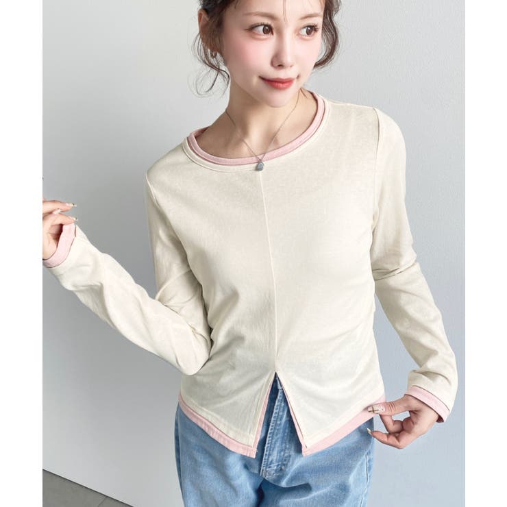 配色レイヤードライクセンタースリットシアープルオーバー | moment+ | 詳細画像5 