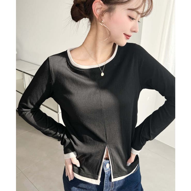 配色レイヤードライクセンタースリットシアープルオーバー | moment+ | 詳細画像7 