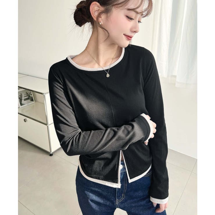 配色レイヤードライクセンタースリットシアープルオーバー | moment+ | 詳細画像9 