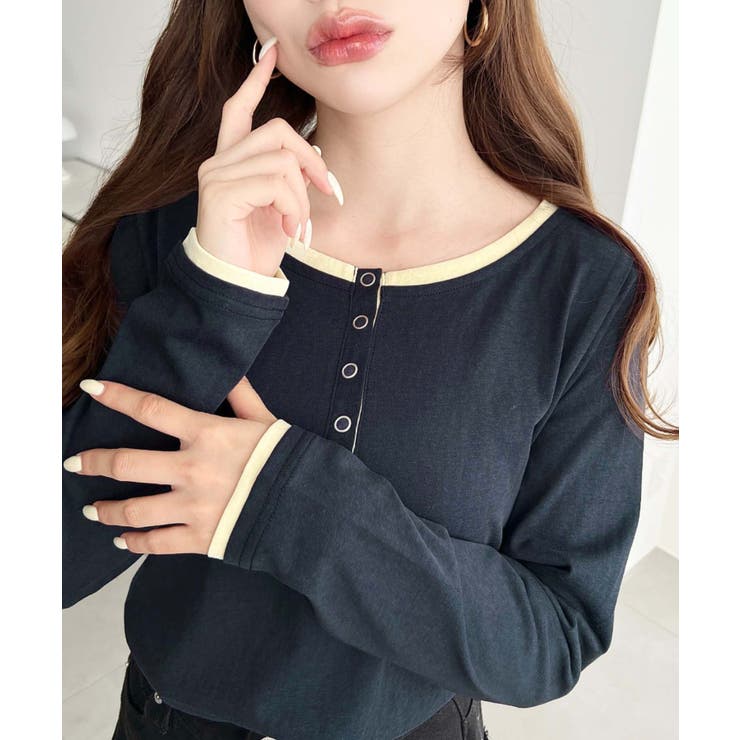 配色レイヤードライクヘンリーネックシアーロンT | moment+ | 詳細画像21 