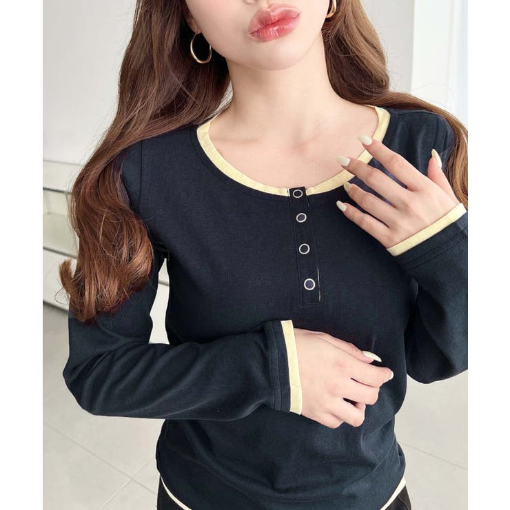 配色レイヤードライクヘンリーネックシアーロンT | moment+ | 詳細画像22 