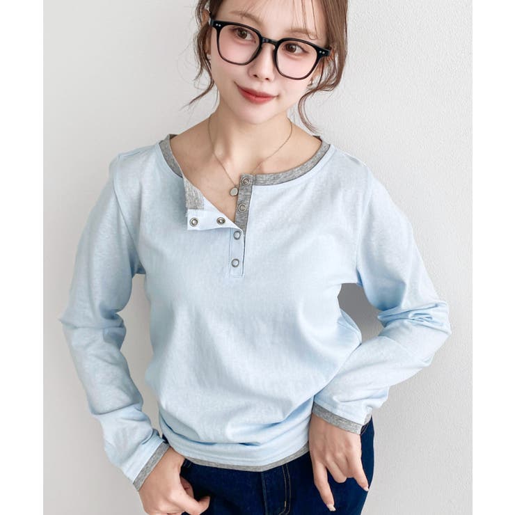 配色レイヤードライクヘンリーネックシアーロンT | moment+ | 詳細画像25 