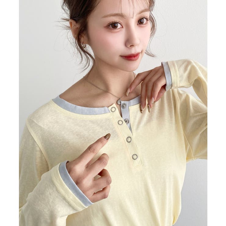 配色レイヤードライクヘンリーネックシアーロンT | moment+ | 詳細画像30 