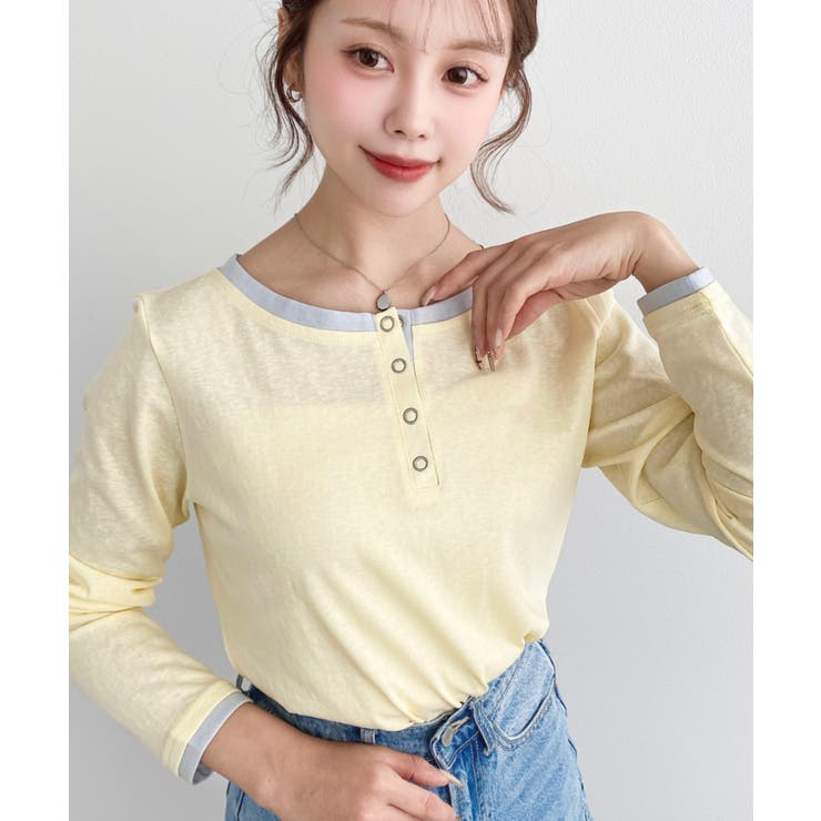 配色レイヤードライクヘンリーネックシアーロンT | moment+ | 詳細画像31 