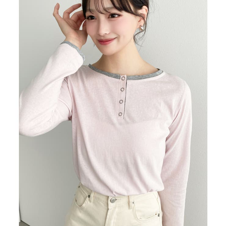 配色レイヤードライクヘンリーネックシアーロンT | moment+ | 詳細画像36 