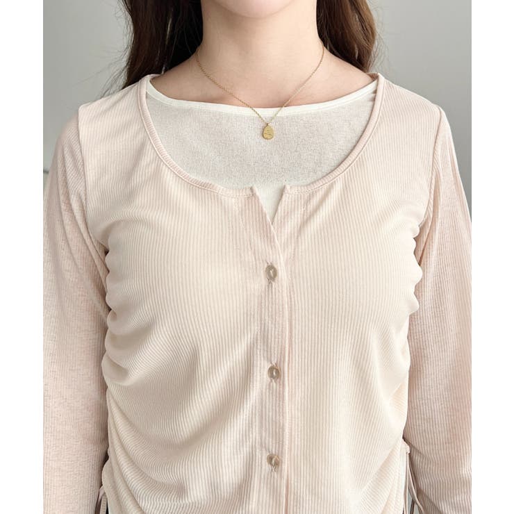 配色レイヤードカーデ風ドロストリボンシアープルオーバー | moment+ | 詳細画像19 