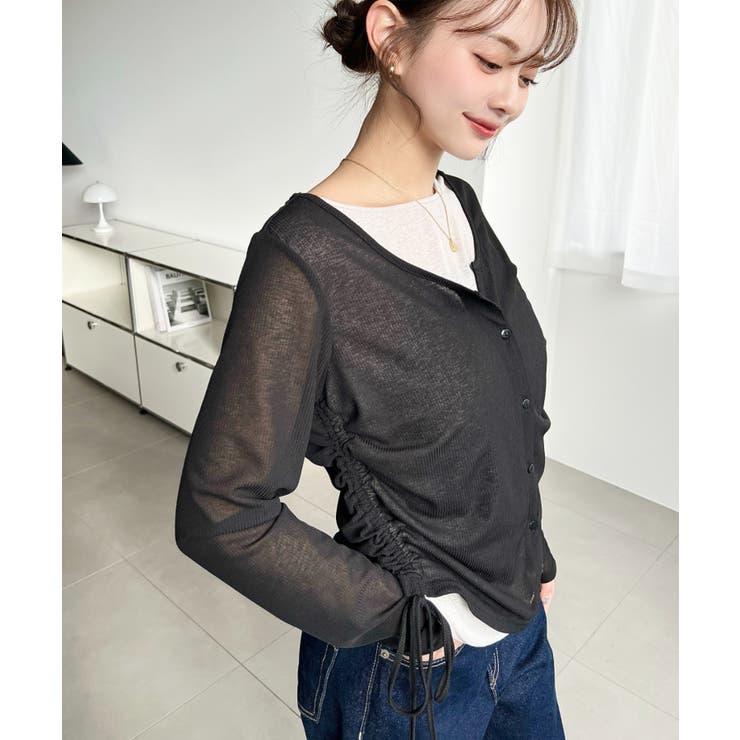 配色レイヤードカーデ風ドロストリボンシアープルオーバー | moment+ | 詳細画像9 