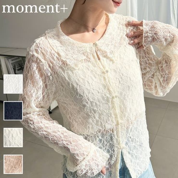ストレッチレース長袖シャツカーディガン | moment+ | 詳細画像1 