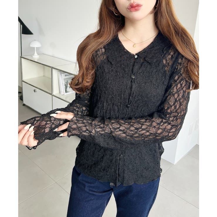 ストレッチレース長袖シャツカーディガン | moment+ | 詳細画像15 