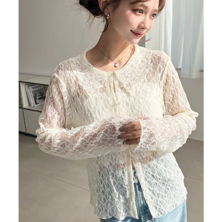 ストレッチレース長袖シャツカーディガン | moment+ | 詳細画像16 