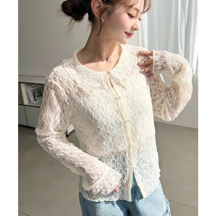 ストレッチレース長袖シャツカーディガン | moment+ | 詳細画像18 