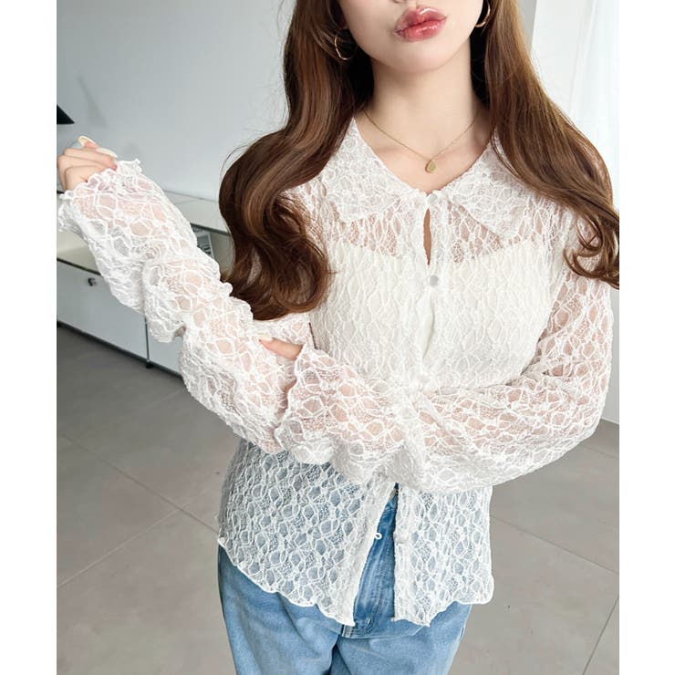 ストレッチレース長袖シャツカーディガン | moment+ | 詳細画像4 