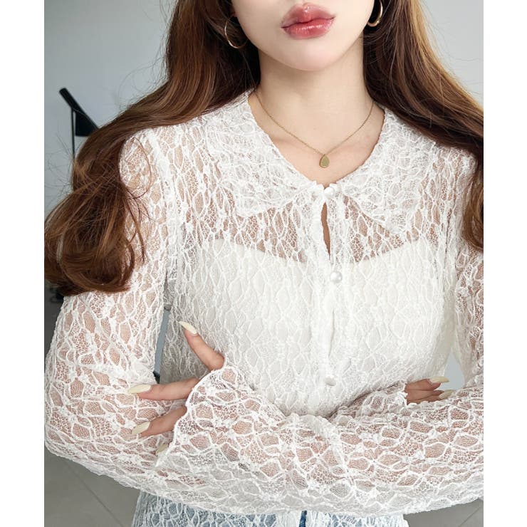 ストレッチレース長袖シャツカーディガン | moment+ | 詳細画像5 