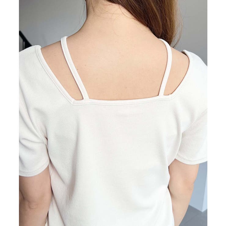 スクエアホルターネック半袖プルオーバー テレコリブ | moment+ | 詳細画像10 