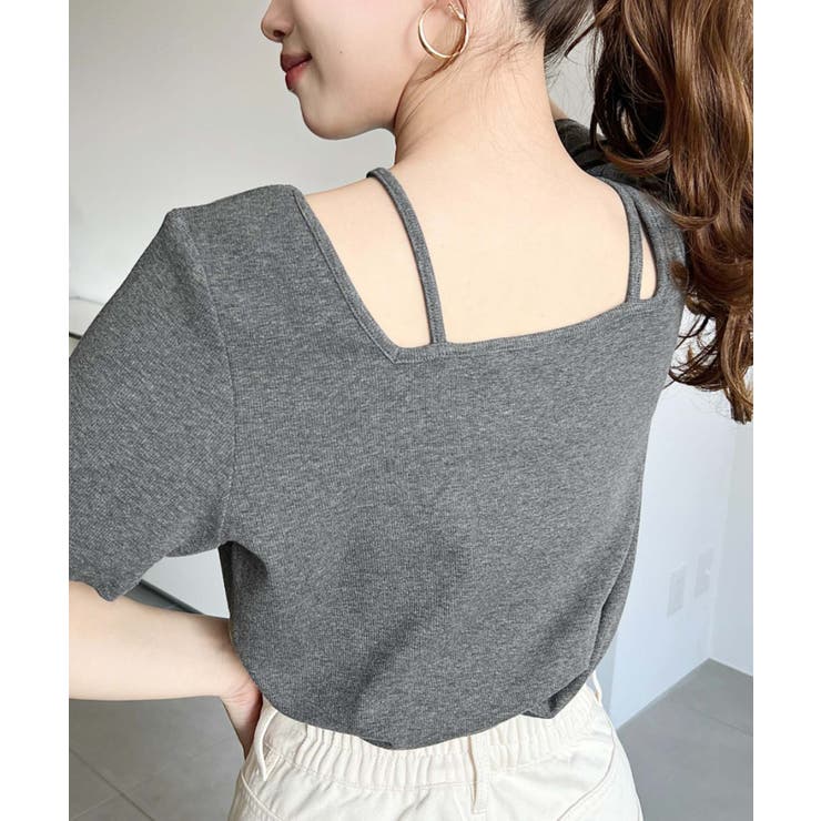 スクエアホルターネック半袖プルオーバー テレコリブ | moment+ | 詳細画像19 