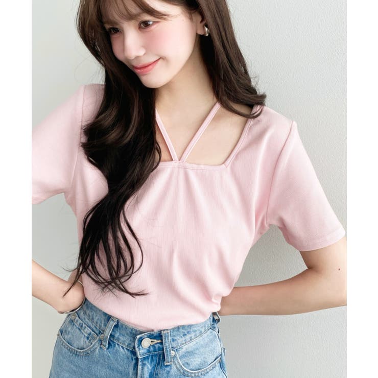 スクエアホルターネック半袖プルオーバー テレコリブ | moment+ | 詳細画像25 