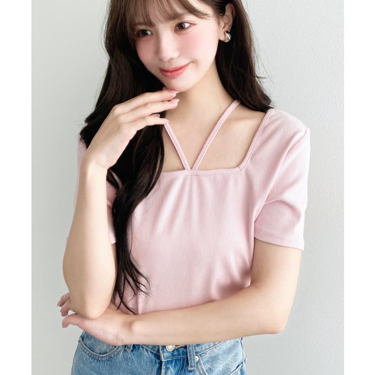 スクエアホルターネック半袖プルオーバー テレコリブ | moment+ | 詳細画像27 