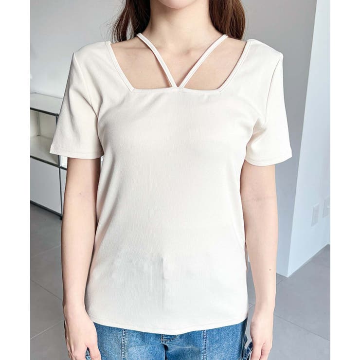 スクエアホルターネック半袖プルオーバー テレコリブ | moment+ | 詳細画像6 