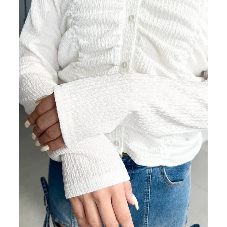 シャーリング長袖カーディガン | moment+ | 詳細画像10 