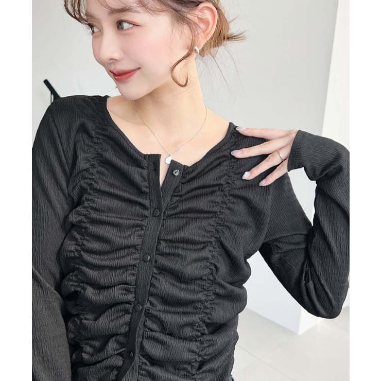 シャーリング長袖カーディガン | moment+ | 詳細画像13 