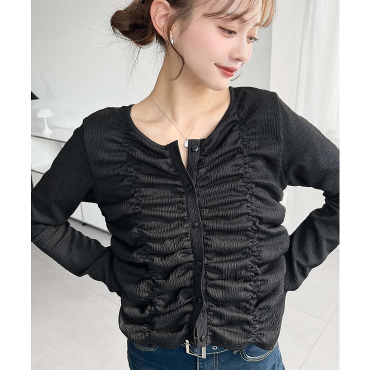 シャーリング長袖カーディガン | moment+ | 詳細画像14 