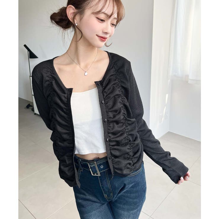 シャーリング長袖カーディガン | moment+ | 詳細画像17 