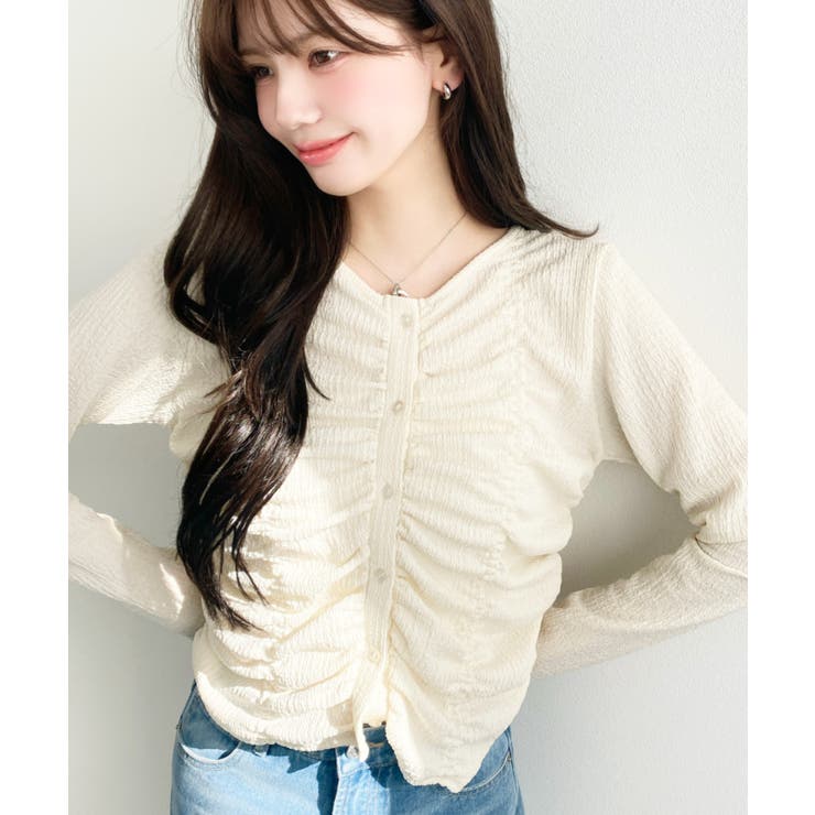 シャーリング長袖カーディガン | moment+ | 詳細画像18 