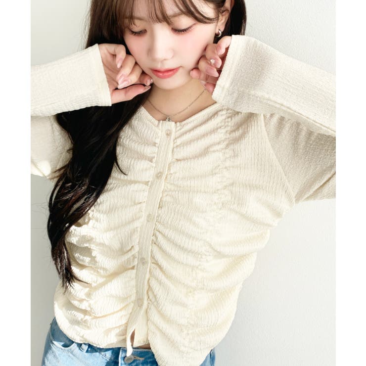 シャーリング長袖カーディガン | moment+ | 詳細画像19 