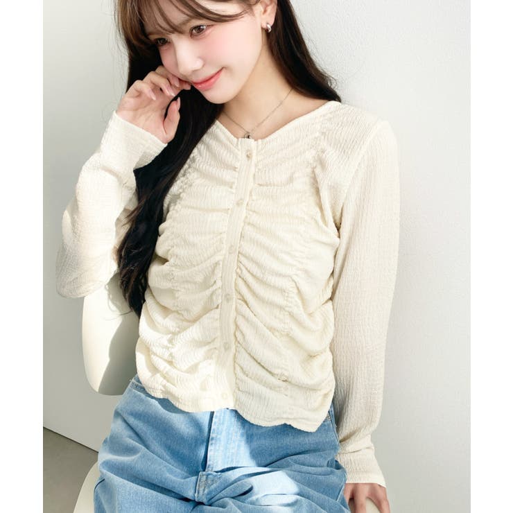 シャーリング長袖カーディガン | moment+ | 詳細画像21 