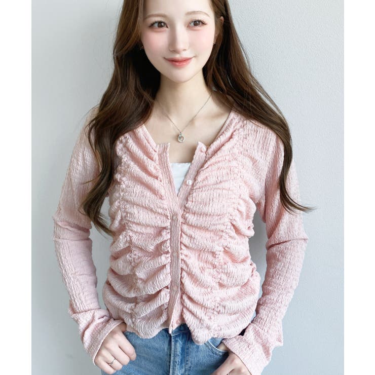 シャーリング長袖カーディガン | moment+ | 詳細画像24 