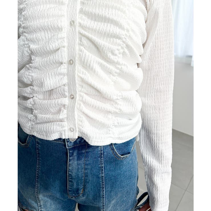 シャーリング長袖カーディガン | moment+ | 詳細画像9 