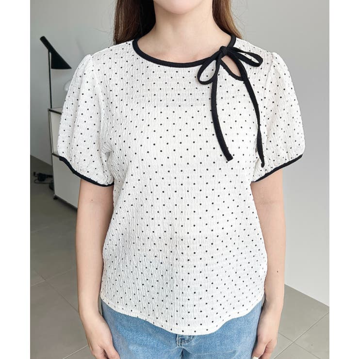 無地＆ドットプリント配色パイピングプルオーバー | moment+ | 詳細画像13 