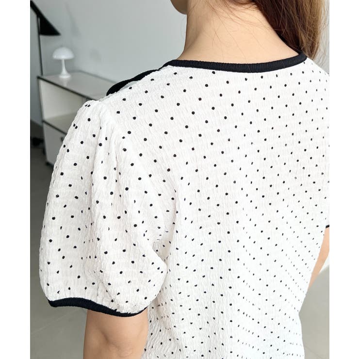 無地＆ドットプリント配色パイピングプルオーバー | moment+ | 詳細画像17 