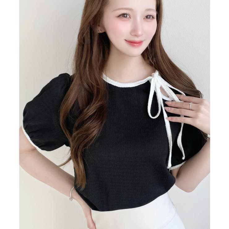 無地＆ドットプリント配色パイピングプルオーバー | moment+ | 詳細画像18 