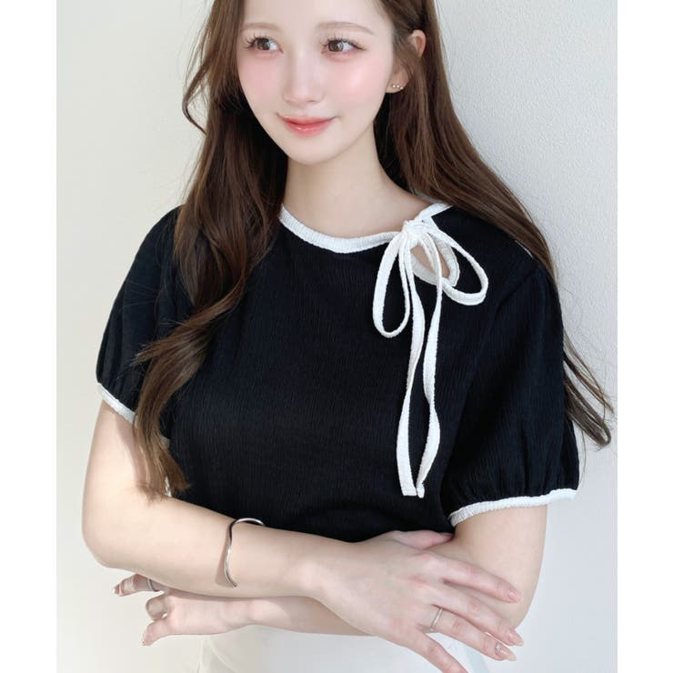 無地＆ドットプリント配色パイピングプルオーバー | moment+ | 詳細画像19 