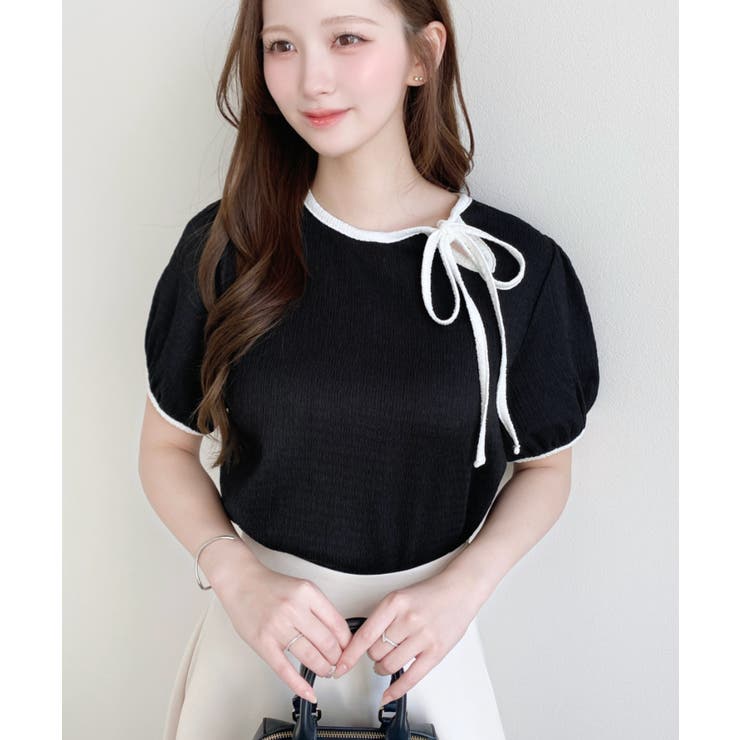 無地＆ドットプリント配色パイピングプルオーバー | moment+ | 詳細画像20 