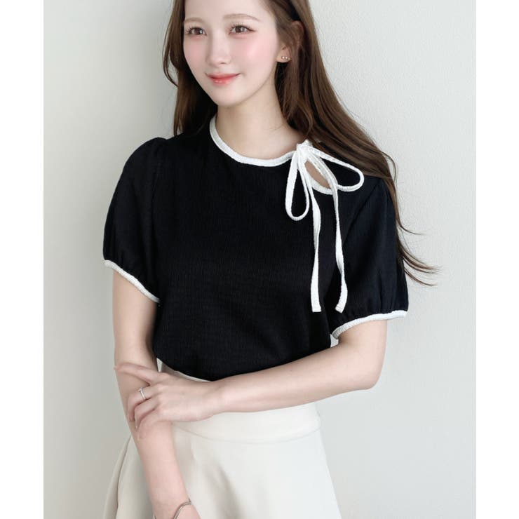 無地＆ドットプリント配色パイピングプルオーバー | moment+ | 詳細画像21 