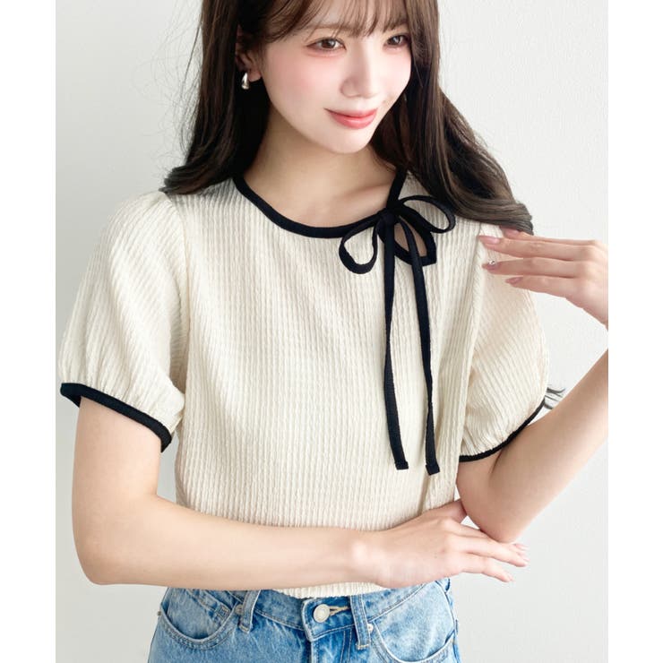 無地＆ドットプリント配色パイピングプルオーバー | moment+ | 詳細画像29 