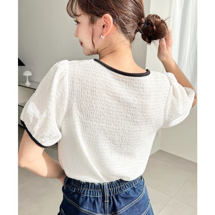 無地＆ドットプリント配色パイピングプルオーバー | moment+ | 詳細画像7 