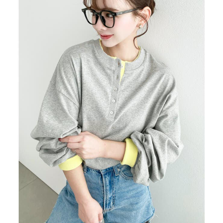 ヘンリーネックバイカラー配色リブロンT | moment+ | 詳細画像14 