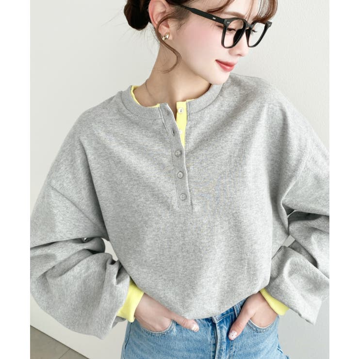 ヘンリーネックバイカラー配色リブロンT | moment+ | 詳細画像15 