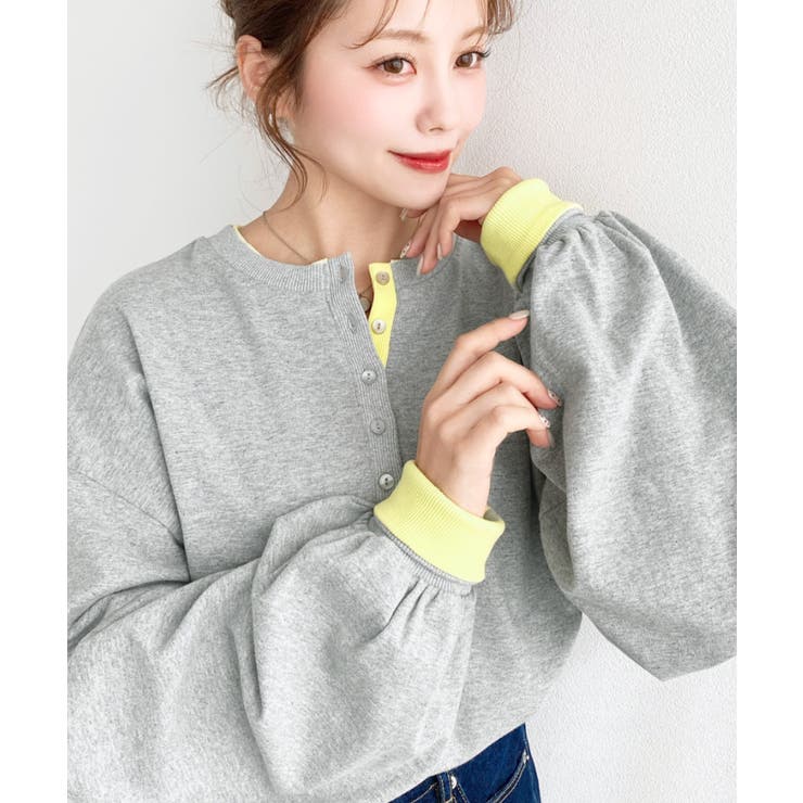 ヘンリーネックバイカラー配色リブロンT | moment+ | 詳細画像19 