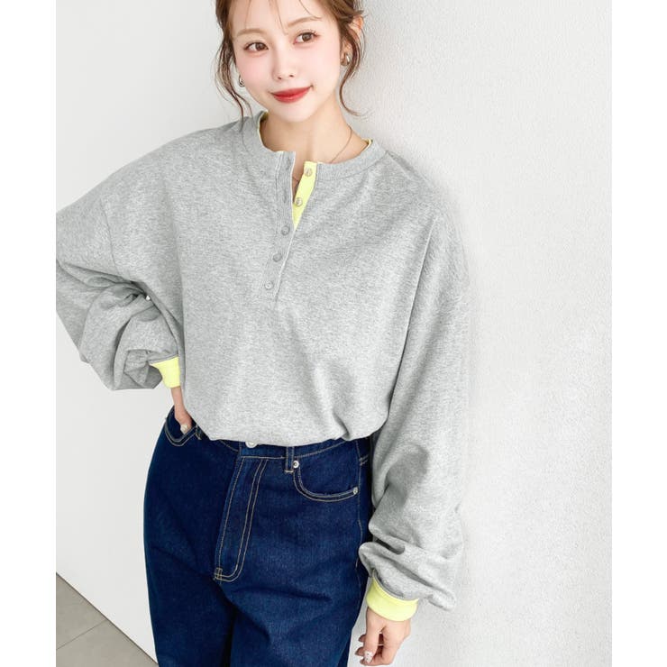 ヘンリーネックバイカラー配色リブロンT | moment+ | 詳細画像23 