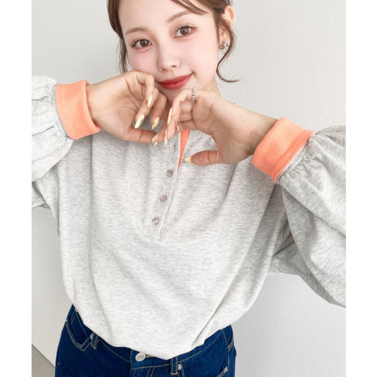 ヘンリーネックバイカラー配色リブロンT | moment+ | 詳細画像24 