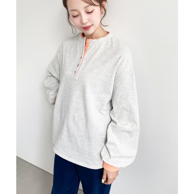 ヘンリーネックバイカラー配色リブロンT | moment+ | 詳細画像28 